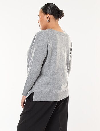 Camisola de malha fina com decote em V