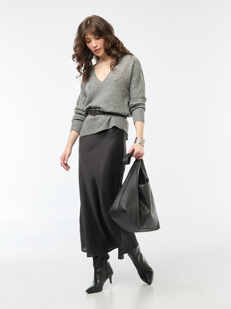 Camisola de malha fina com decote em V 'JDY' Cinza - Kiabi