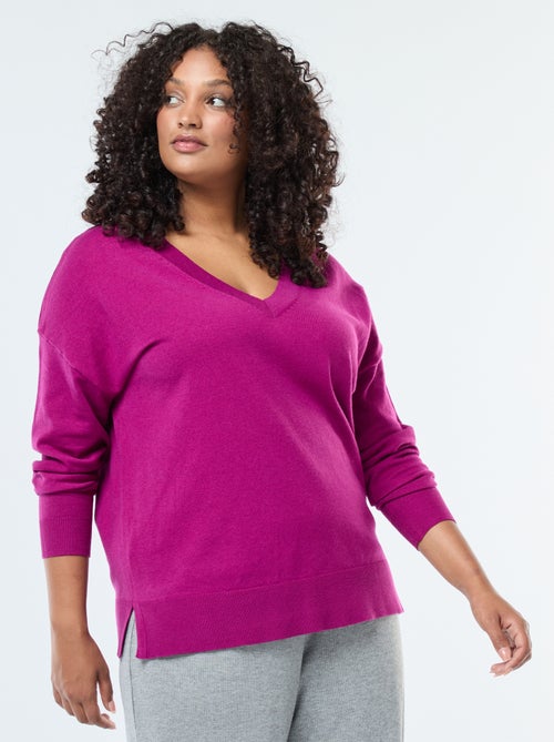 Camisola de malha fina com decote em V - Kiabi