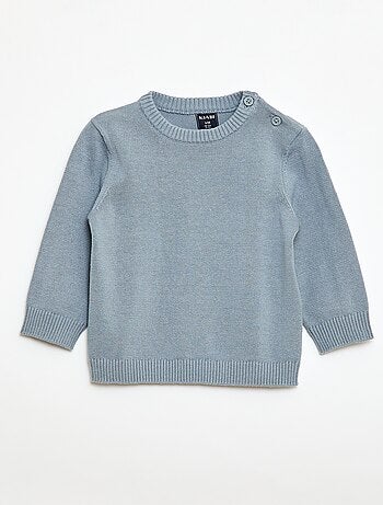 Camisola de malha fina com gola abotoada