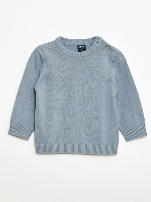 Camisola de malha fina com gola abotoada - Kiabi