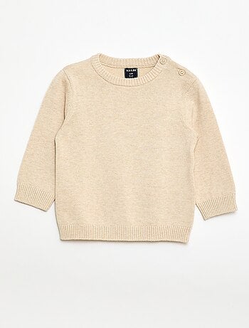 Camisola de malha fina com gola abotoada