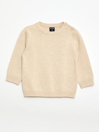 Camisola de malha fina com gola abotoada