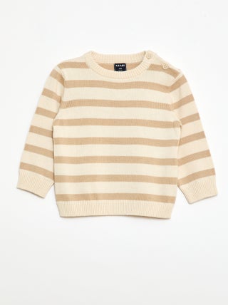 Camisola de malha fina com gola abotoada
