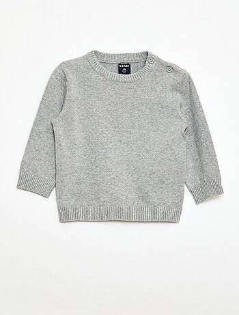 Camisola de malha fina com gola abotoada