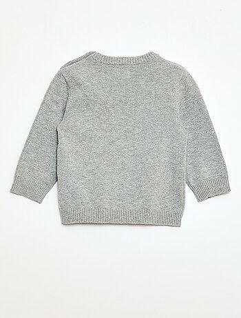 Camisola de malha fina com gola abotoada