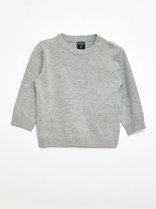 Camisola de malha fina com gola abotoada - Kiabi