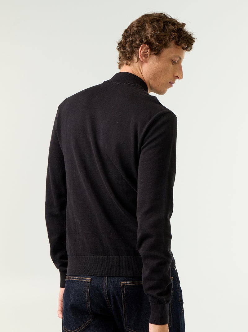 Camisola de malha fina com gola alta Preto - Kiabi