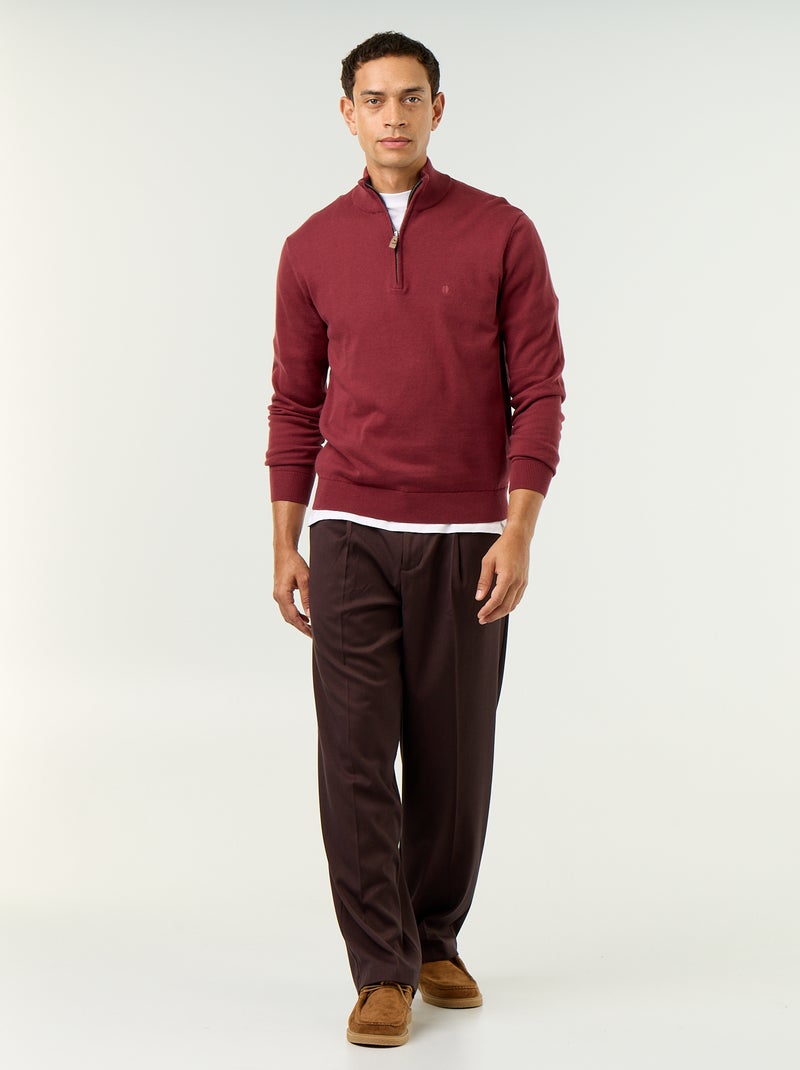 Camisola de malha fina com gola camionista Vermelho - Kiabi