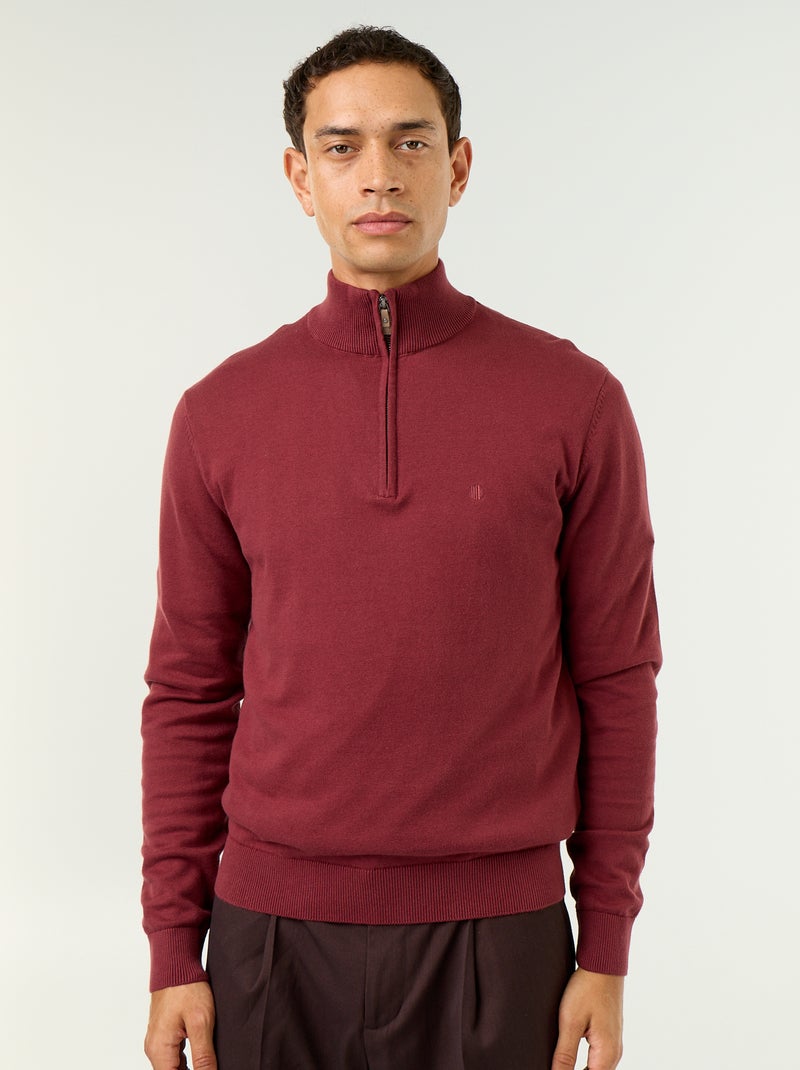 Camisola de malha fina com gola camionista Vermelho - Kiabi