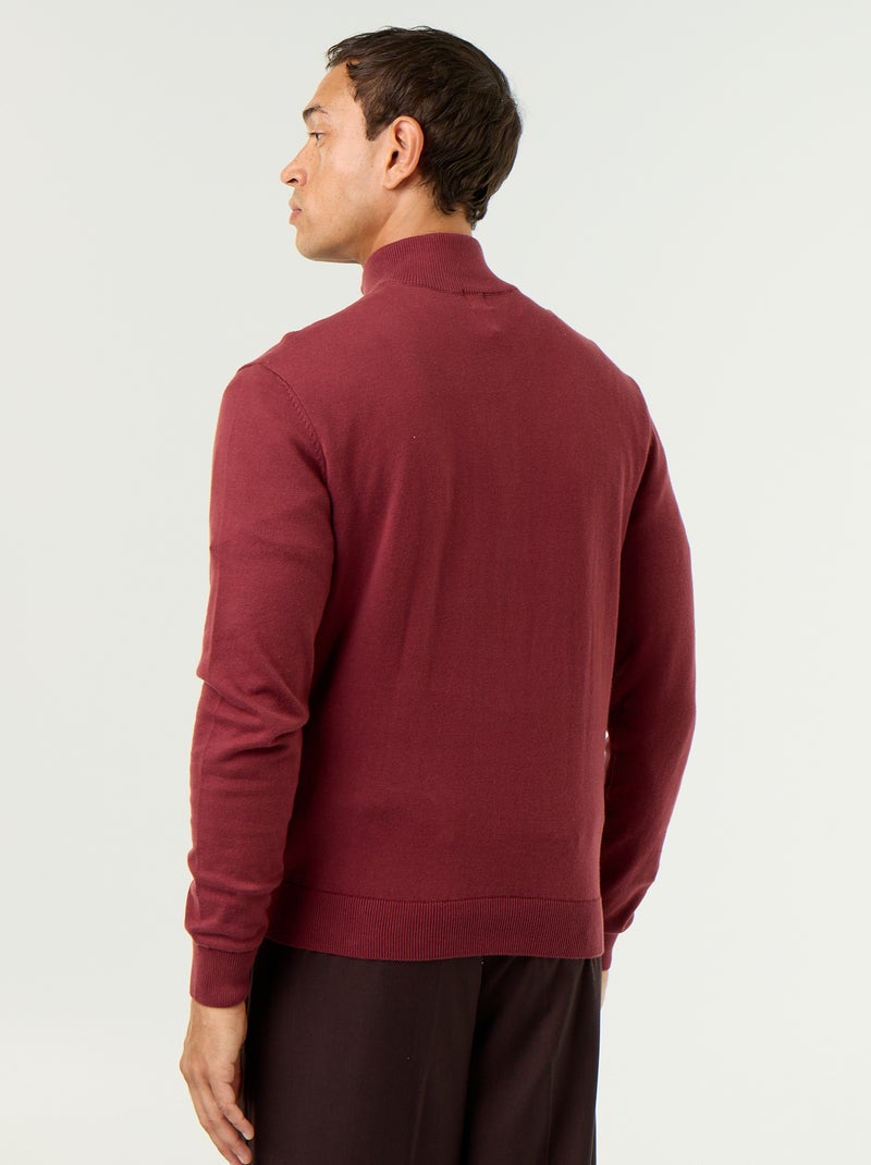 Camisola de malha fina com gola camionista Vermelho - Kiabi
