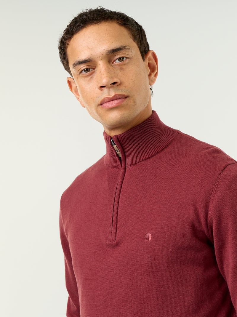 Camisola de malha fina com gola camionista Vermelho - Kiabi
