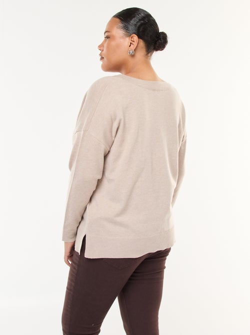 Camisola de malha fina com gola em V - Kiabi