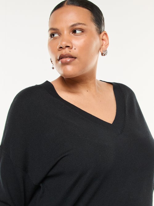 Camisola de malha fina com gola em V - Kiabi