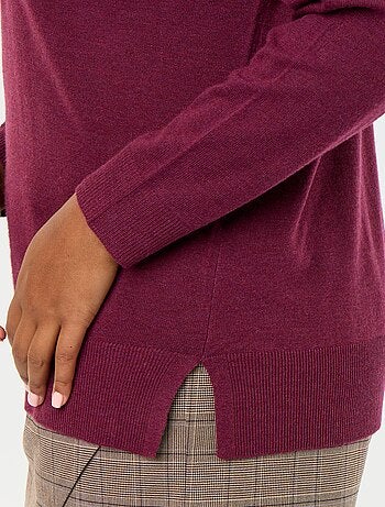 Camisola de malha fina com gola em V