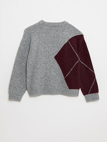 Camisola de malha fina com padrão jacquard