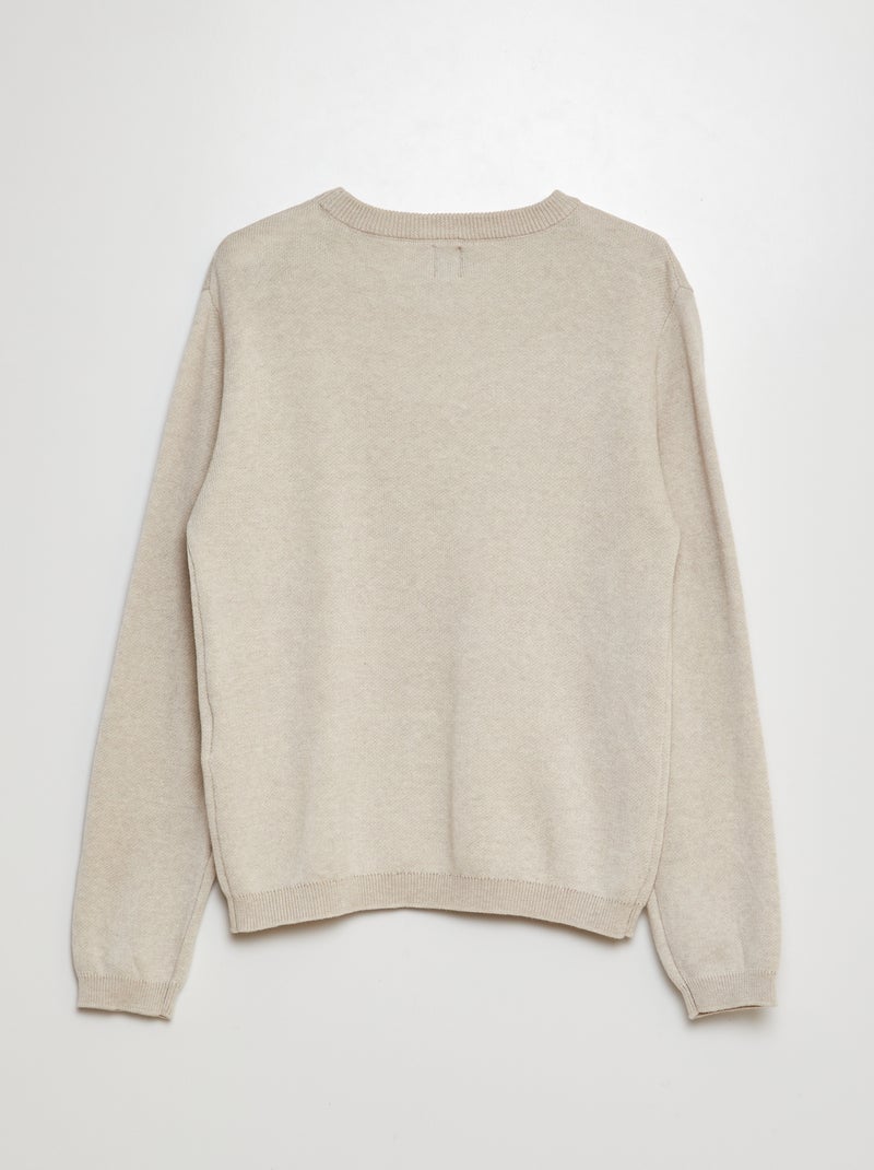 Camisola de malha fina de cor lisa BEGE - Kiabi
