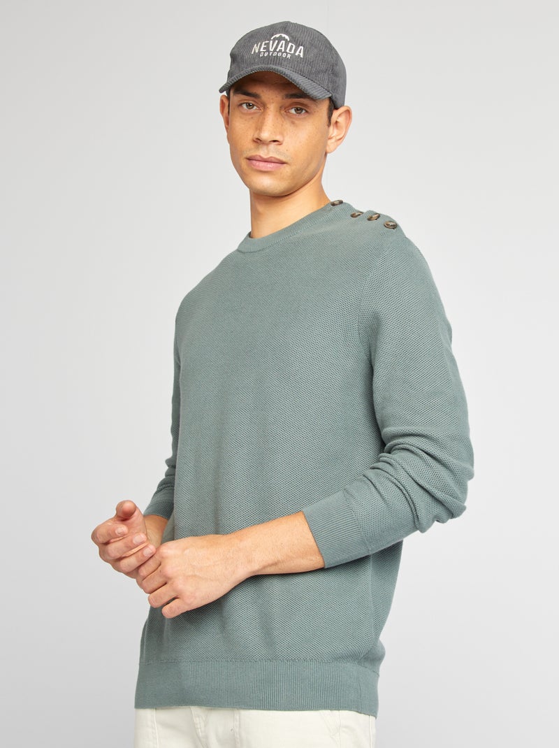 Camisola de malha fina larga tipo ninho de abelha VERDE - Kiabi