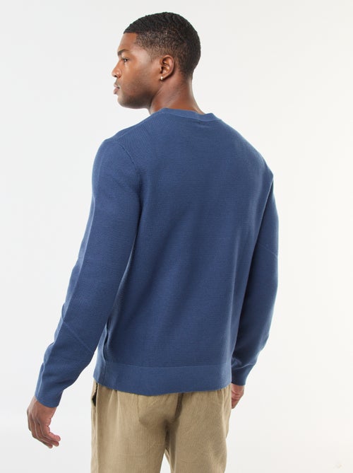 Camisola de malha fina lisa com gola redonda - Kiabi