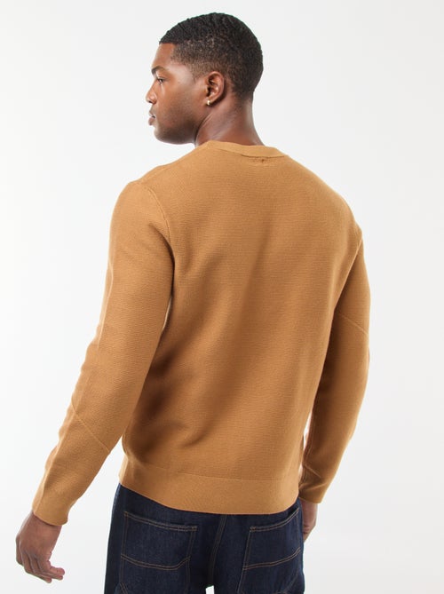 Camisola de malha fina lisa com gola redonda - Kiabi