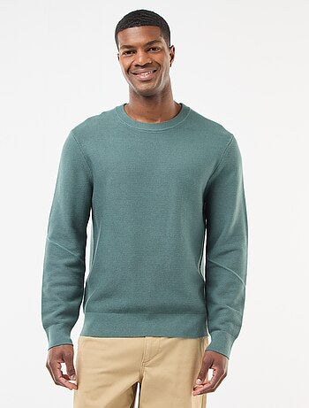 Camisola de malha fina lisa com gola redonda