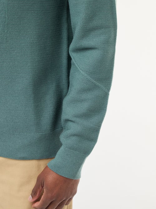 Camisola de malha fina lisa com gola redonda - Kiabi