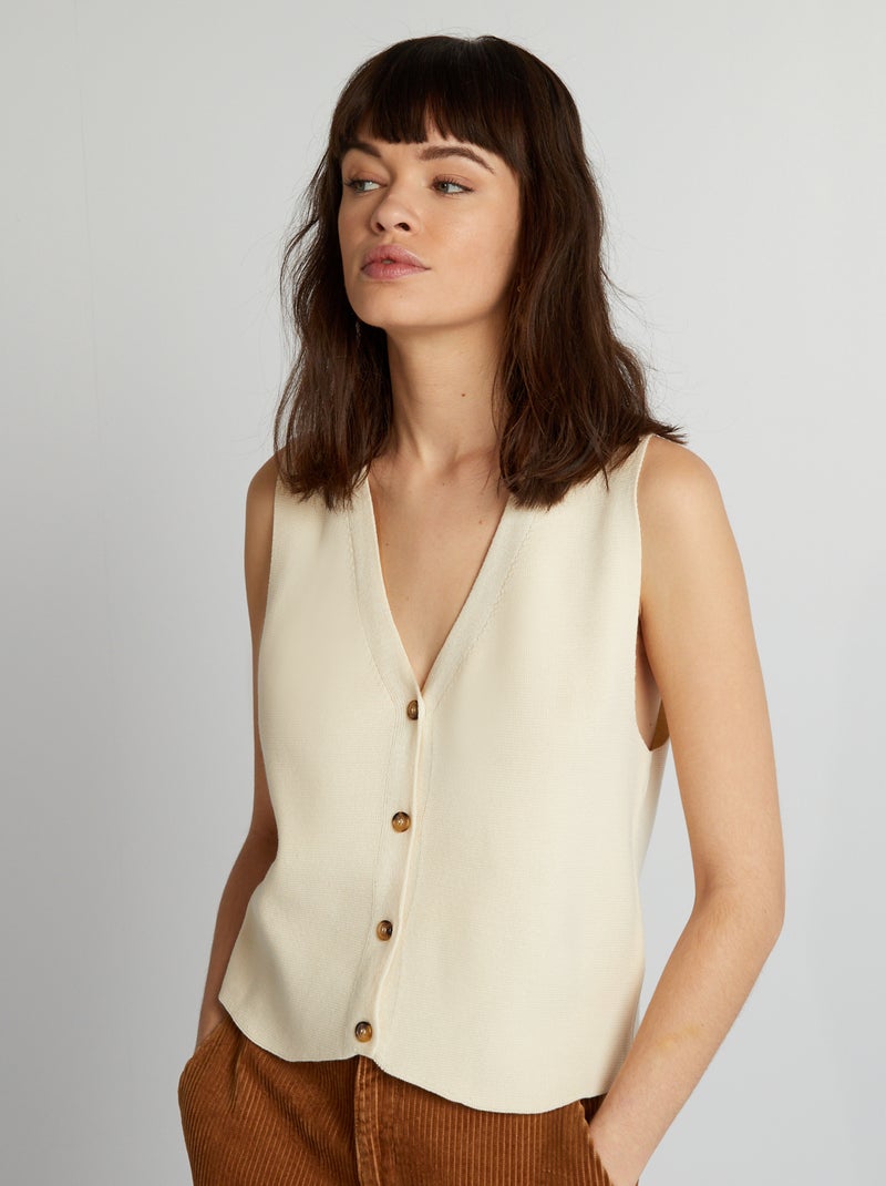 Camisola de malha fina sem mangas BEGE - Kiabi