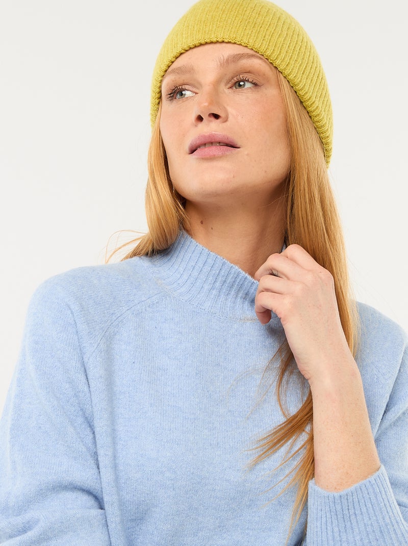 Camisola de malha gola alta Azul - Kiabi