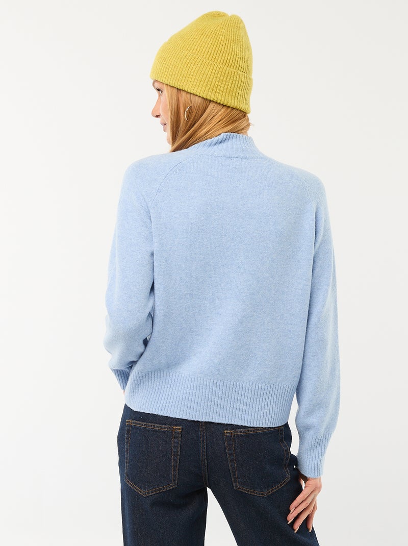 Camisola de malha gola alta Azul - Kiabi