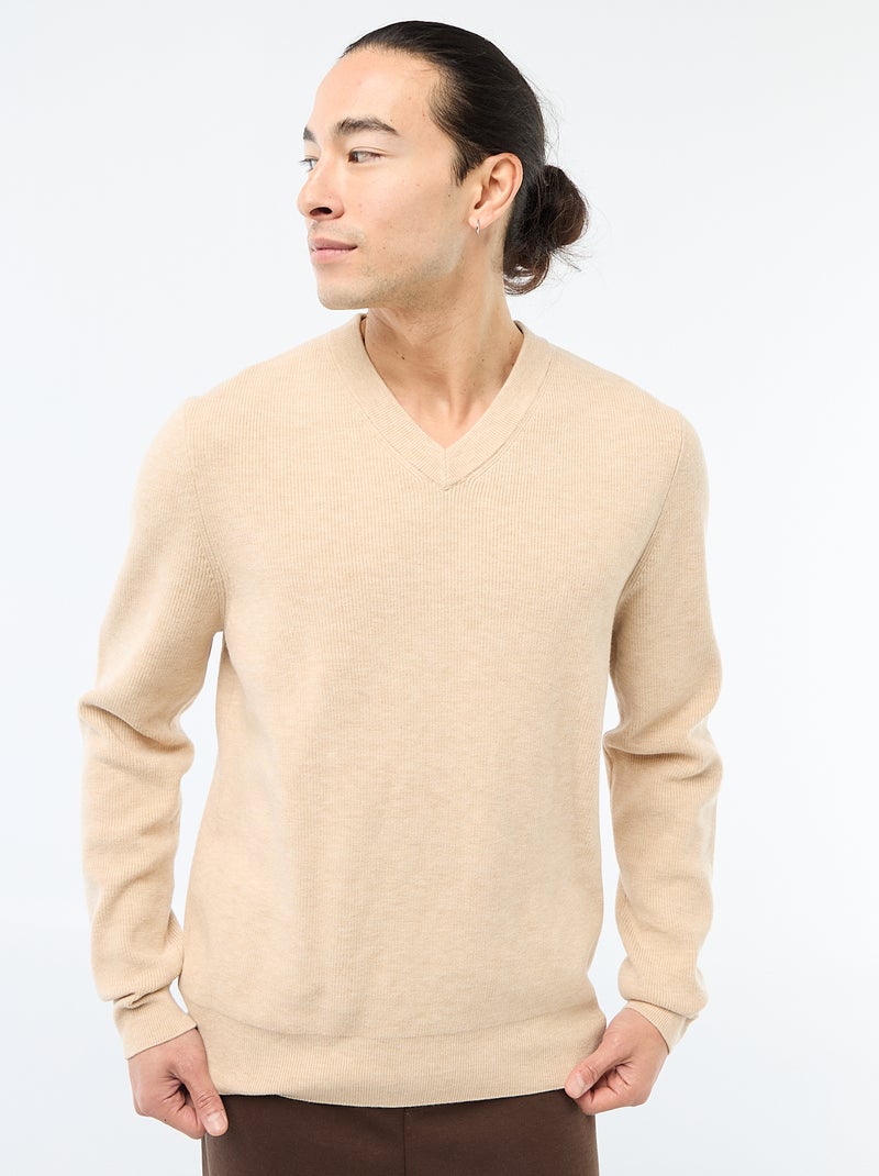 Camisola de malha grossa Bege - Kiabi