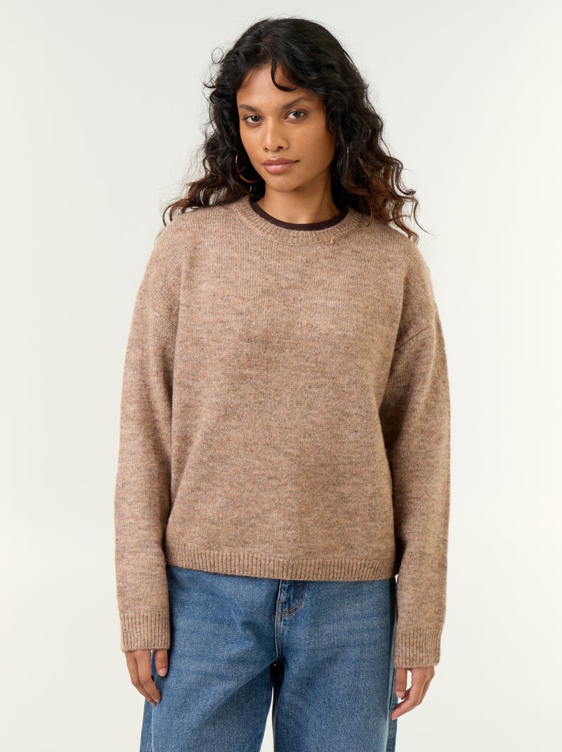 Camisola de malha grossa Bege - Kiabi
