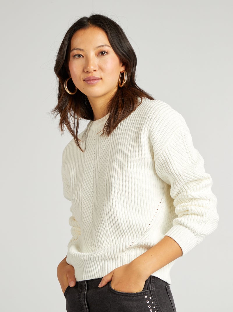 Camisola de malha grossa Branco - Kiabi
