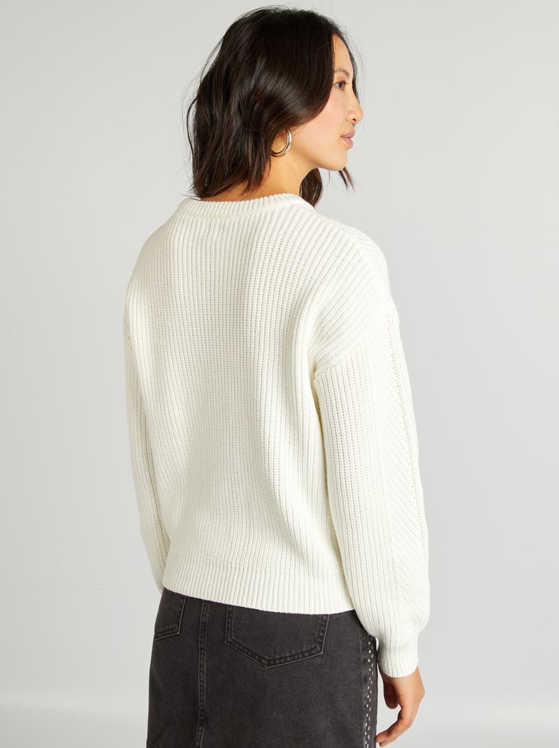 Camisola de malha grossa Branco - Kiabi