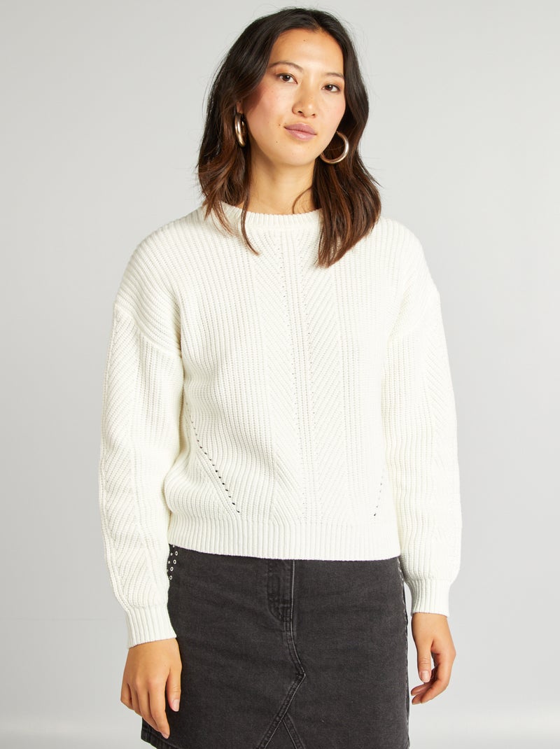 Camisola de malha grossa Branco - Kiabi