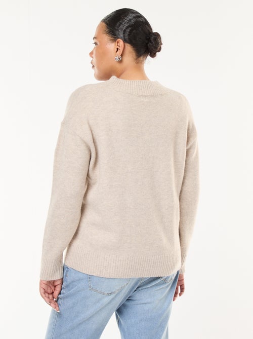 Camisola de malha grossa com decote em V - Kiabi