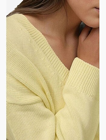 Camisola de malha grossa com decote em v hiccup