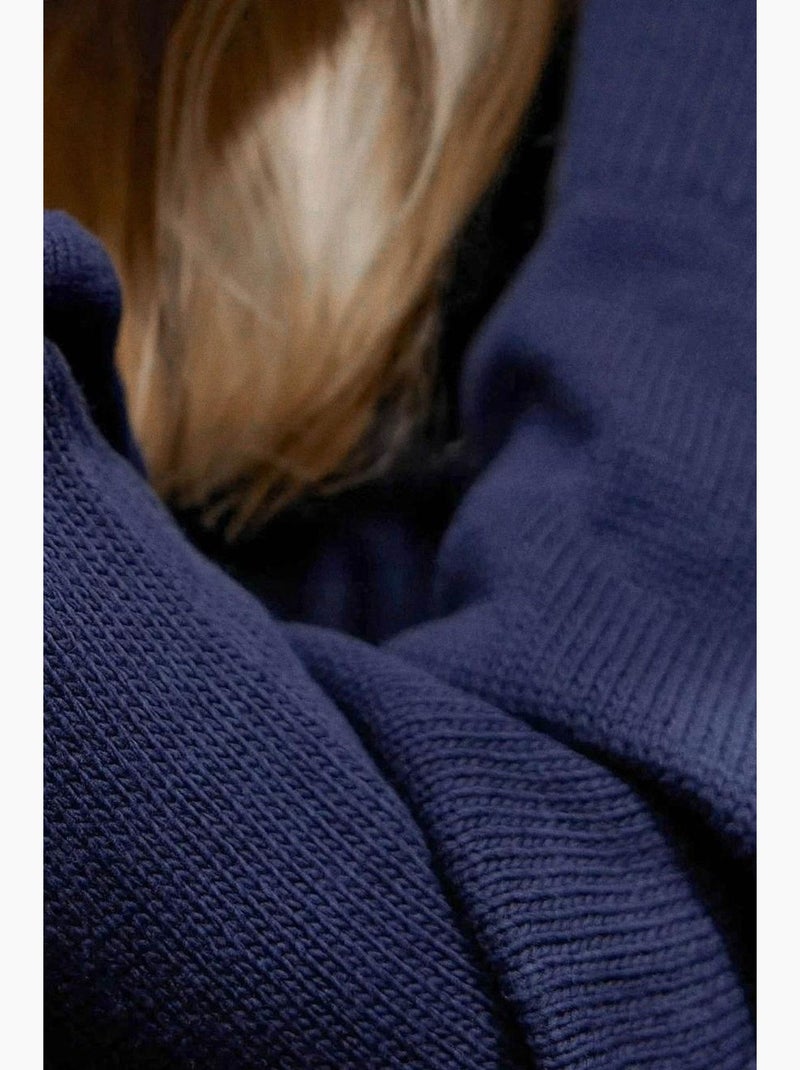 Camisola de malha grossa com decote em v hiccup Azul escuro - Kiabi
