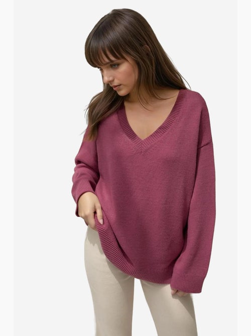 Camisola de malha grossa com decote em v hiccup - Kiabi
