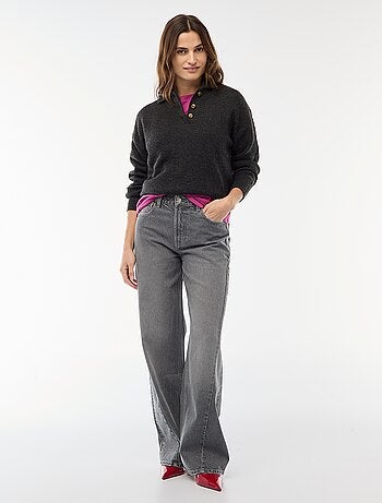 Camisola de malha grossa com gola polo