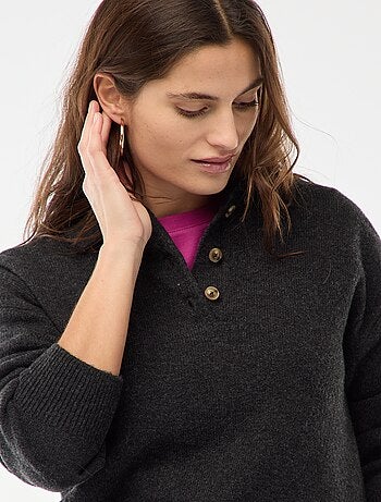 Camisola de malha grossa com gola polo