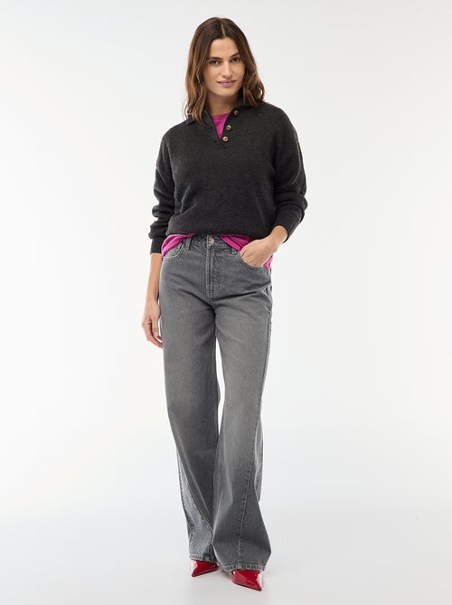 Camisola de malha grossa com gola polo - Kiabi