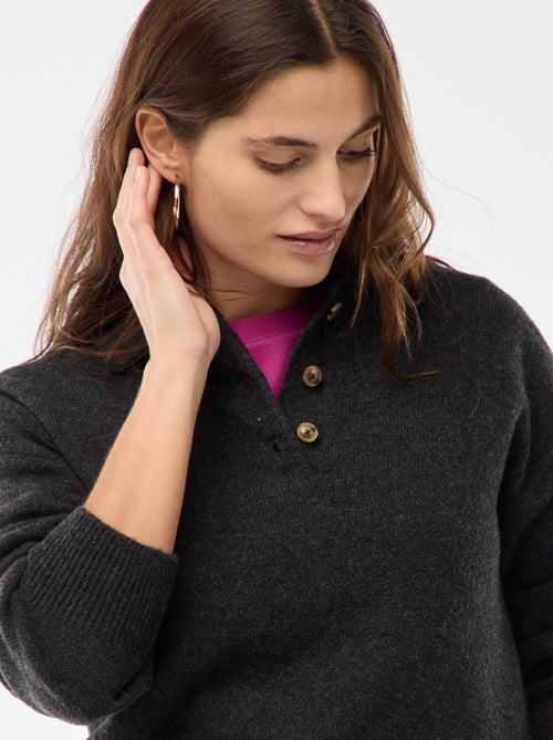 Camisola de malha grossa com gola polo - Kiabi