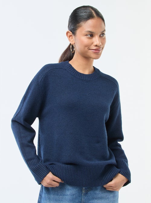 Camisola de malha grossa com gola redonda - Kiabi