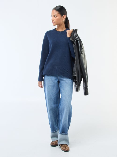 Camisola de malha grossa com gola redonda - Kiabi