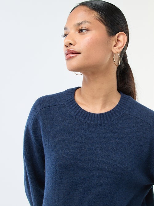 Camisola de malha grossa com gola redonda - Kiabi