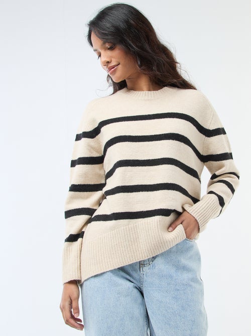 Camisola de malha grossa com gola redonda - Kiabi