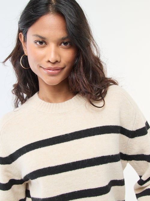 Camisola de malha grossa com gola redonda - Kiabi