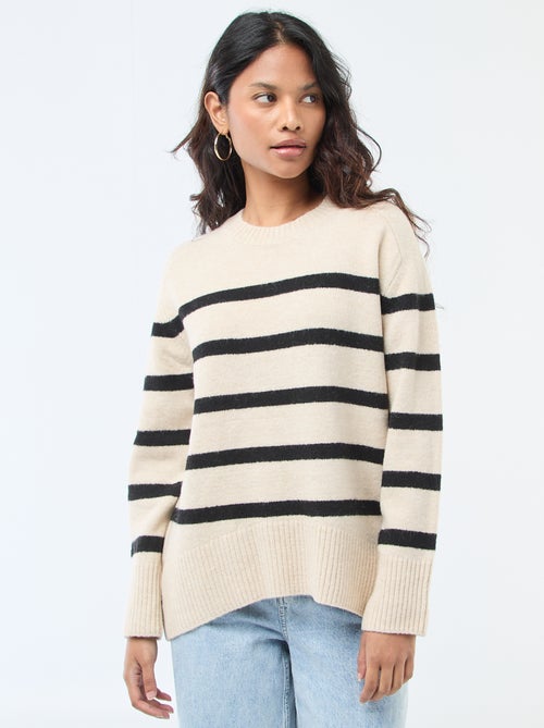 Camisola de malha grossa com gola redonda - Kiabi