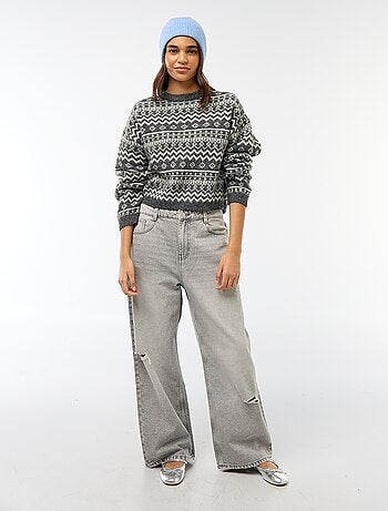 Camisola de malha grossa com gola redonda