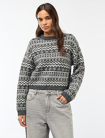 Camisola de malha grossa com gola redonda